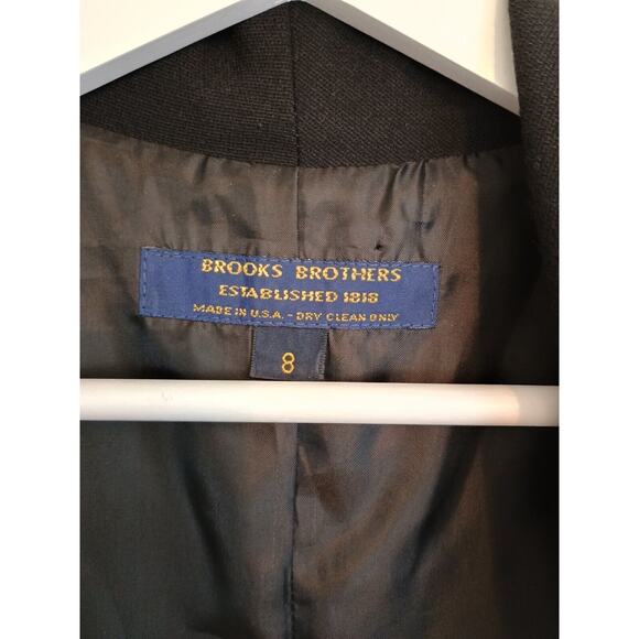 Brooks Brothers Jacket Womens Black 8 Wool Corpcore Neutral Goth Career Blazer - Picture 4 of 12